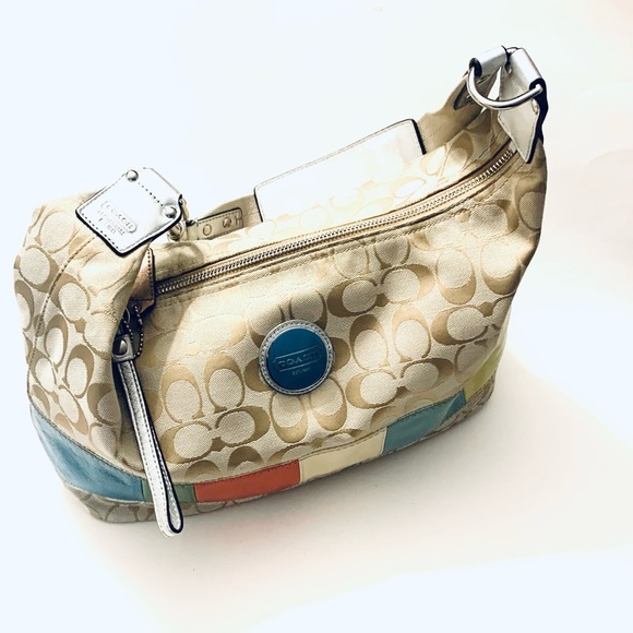 COACH Signature Stripe Multicolor Medium Size
Bag, Leather and Canvas #F17428 - Picture 12 of 12